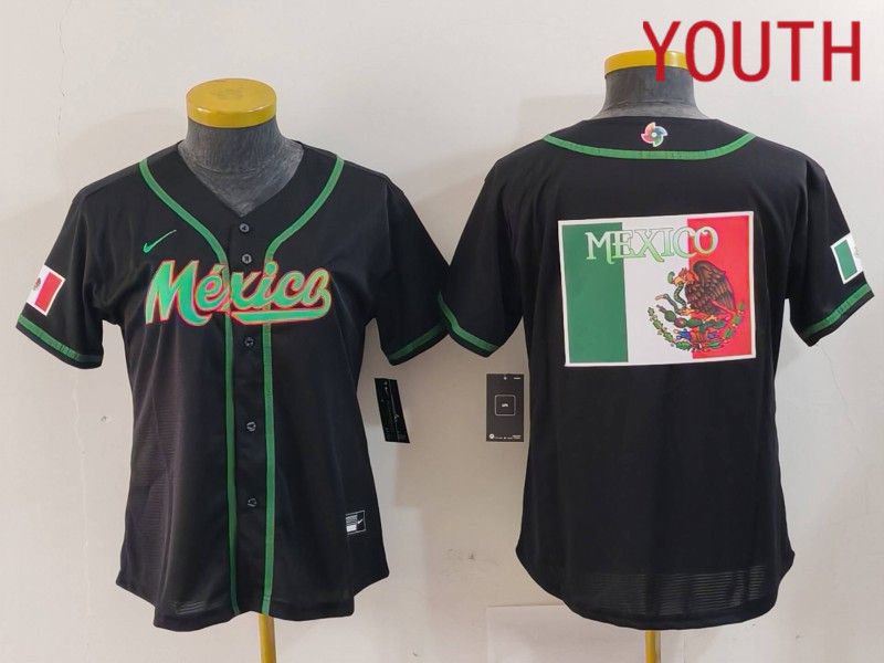 Youth 2024 World Cub Mexico Blank Black Nike MLB Jersey style 7